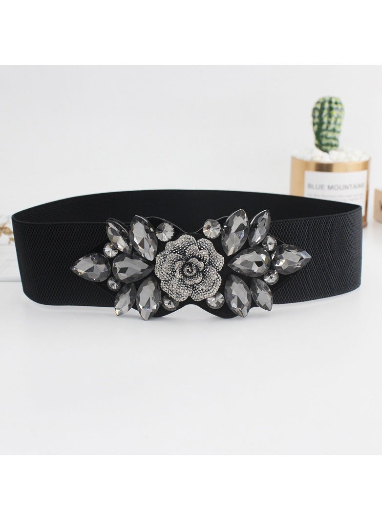 KUYING Rose Water Diamond Inlaid Elastic Elastic Waistband