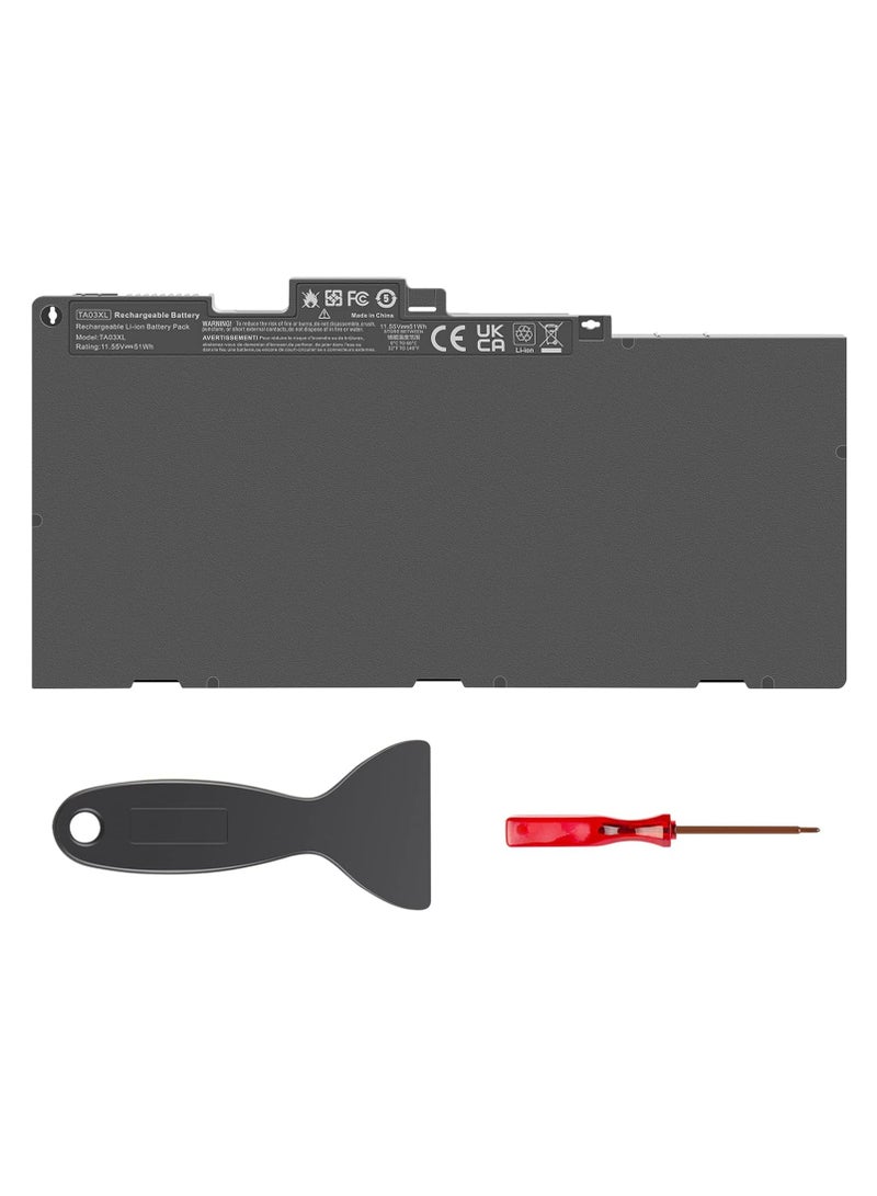 Laptop Battery 11.55V 51Wh for HP EliteBook G2 G3 G4 Series – Compatible with TA03XL, 854047-1C1 – Includes Crowbar & Phillips Screwdriver - Image 1