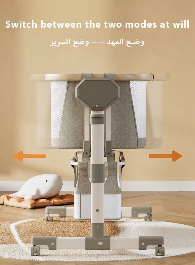 كيديليو سرير أطفال قابل للتعديل بجانب السرير، مهد أطفال مع سلة تخزين كبيرة، سرير سفر مع مرتبة وشبكة تهوية، ناموسية قابلة للفصل، مرتبة ناعمة، عجلات دوارة 360 درجة، للأطفال حديثي الولادة - Image 3