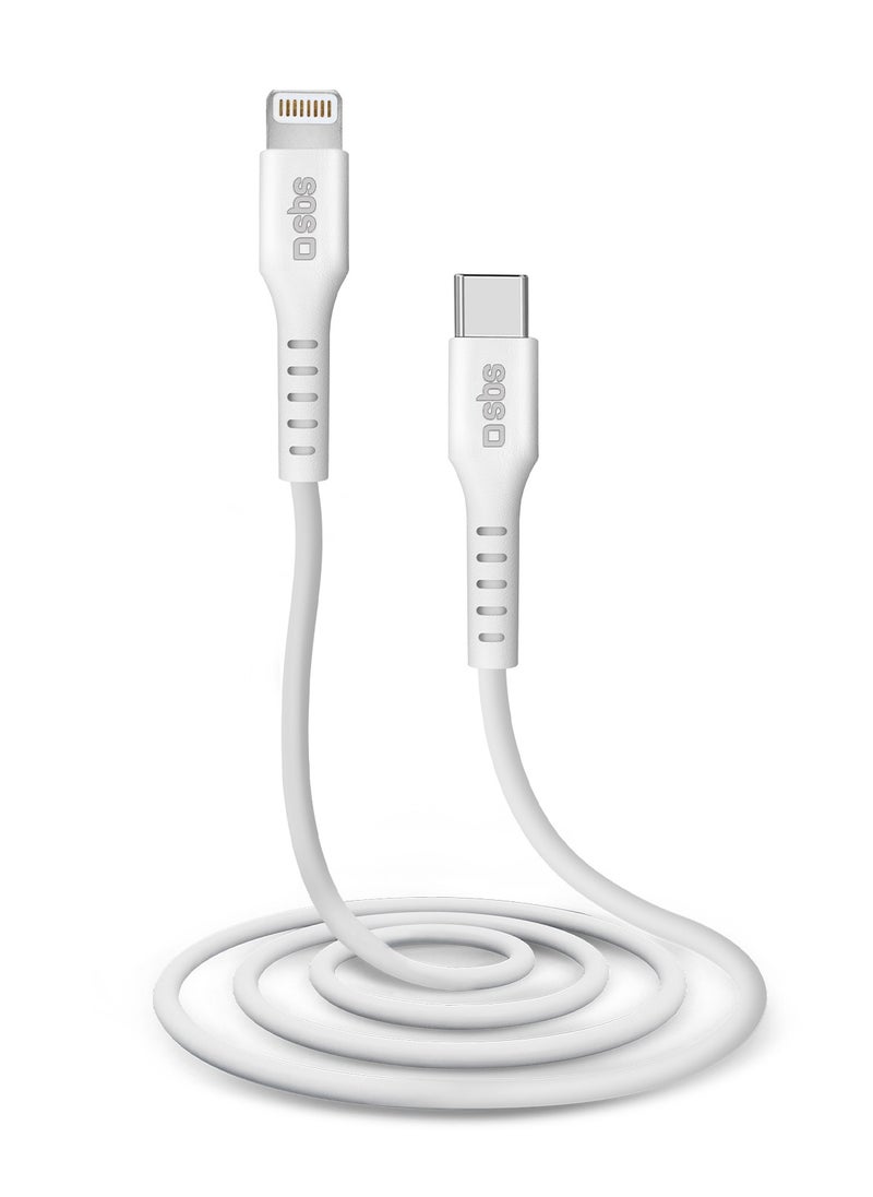SBS - Cable for charging and data transfer with USB-C - Lightning connectors, 1 M long suitable for iPhone, iPad, iPod - Image 1