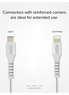 SBS Cable for charging and data transfer with USB-C - Lightning connectors, 1 M long suitable for iPhone, iPad, iPod  - Image 3