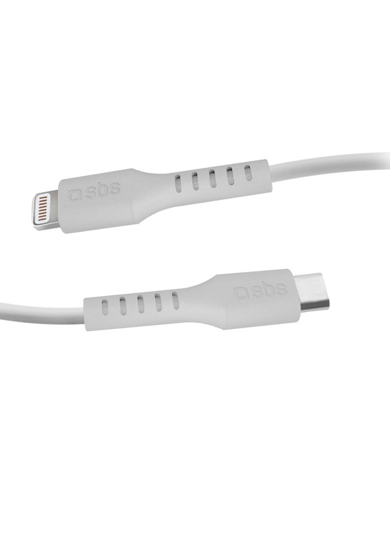 SBS - Cable for charging and data transfer with USB-C - Lightning connectors, 1 M long suitable for iPhone, iPad, iPod - Image 1