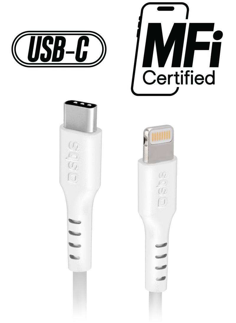 SBS - Cable for charging and data transfer with USB-C - Lightning connectors, 1 M long suitable for iPhone, iPad, iPod - Image 1