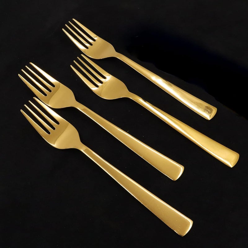 Putrika Spillbox Traditional Stainless Steel Gold ForkLuxury CurtleryBPA FreeNonToxicAntiRustFood GradeForkDinnerwareTablewareDessert SpoonLength14cm Weight 19gms SSG Tea Fork Medium4 - Image 1
