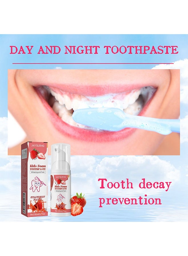 Jaysuing Kids Foam Toothpaste,Children's Low Fluoride Toddler Toothpaste, Dental Care For Children 3 Years And Up, Super Fine Mousse Foam, Easy To Use (Strawberry Flavors) 60ml - Image 3