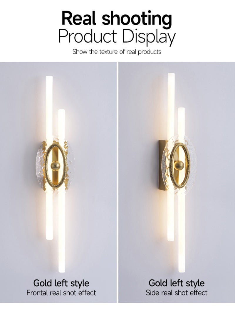 GGOOT LED wall light,wall lamp,bracket light (60CM, gold, 3000K warm light), Arabic style transparent glass lampshade modern living room wall light, long bedroom wall hanging light, corridor wall light decoration - Image 3