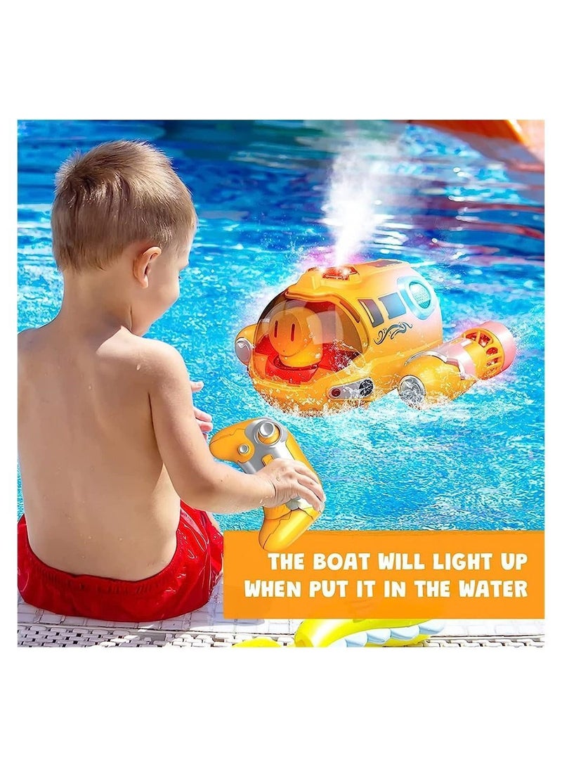 Y&D RC Boat for Kids, Remote Control Boys Girls Ages 8-12, Dual Propeller Power 2.4ghz Waterproof Boat, with Spray Gasboat and Led Lights, Water Toy Swimming Pool Lakes - Image 1