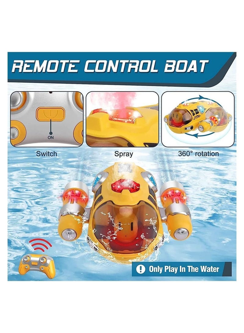 Y&D RC Boat for Kids, Remote Control Boys Girls Ages 8-12, Dual Propeller Power 2.4ghz Waterproof Boat, with Spray Gasboat and Led Lights, Water Toy Swimming Pool Lakes - Image 5