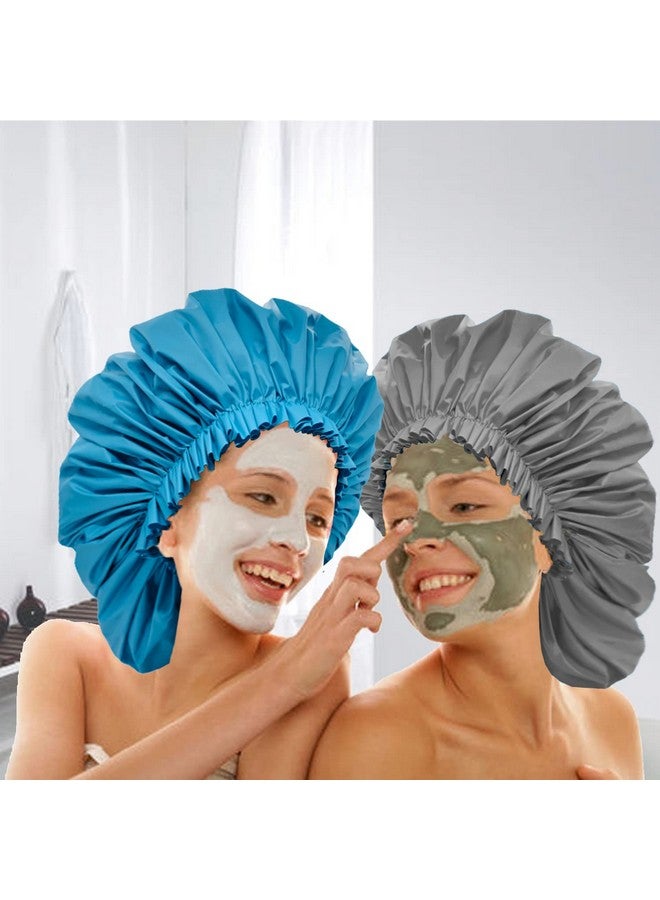 ELEBOX 4 Pack Premium Collection Super Jumbo Shower Cap Extra Large Shower Caps For Braids Shower Bonnets Women Waterproof Hair Caps For Spa Salon Shower Hat - Image 3
