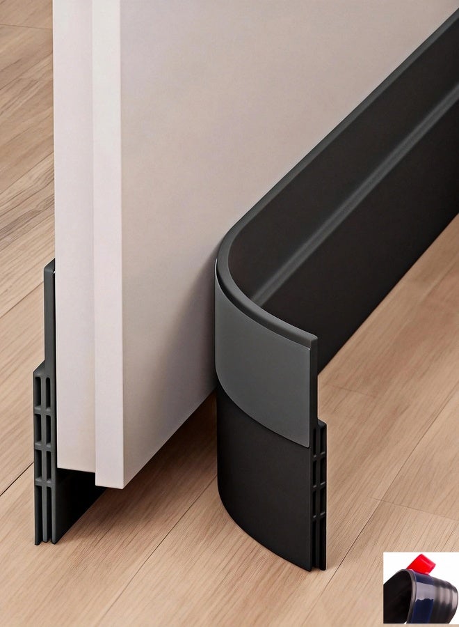 مانع تيار الهواء تحت الباب - عازل صوت و غبار للابواب الخارجية والداخلية - طول 120 سم - إحكام غلق كامل - مقاوم للماء والعوامل الجوية (لون أسود / رمادي) - Image 1