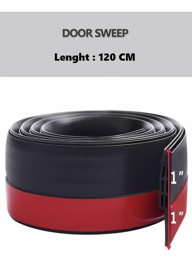مانع تيار الهواء تحت الباب - عازل صوت و غبار للابواب الخارجية والداخلية - طول 120 سم - إحكام غلق كامل - مقاوم للماء والعوامل الجوية (لون أسود / رمادي) - Image 3