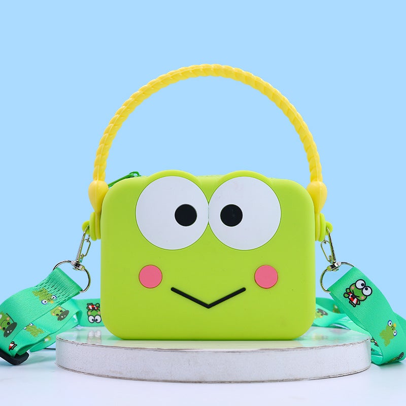 Cute Kuromi Silicone Coin Purse Cartoon Shoulder Bag Frog Handheld (Green)
