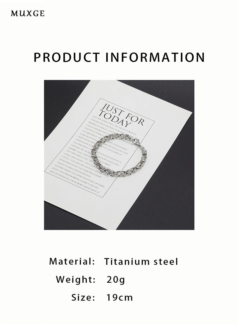 MUXGE Men's Fashion Titanium Steel Bracelet - A Perfect Fusion of Classic and Contemporary - Size19cm(7.48in) - Image 4