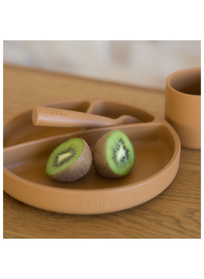 Minikoioi Silicone Dining Set of 3pcs  Woody Brown - Image 3