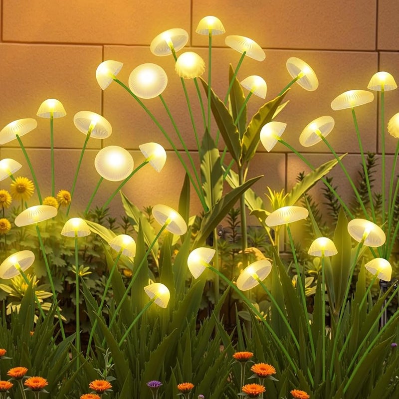 KAQ Solar Garden Lights 4PK Dual-Mode Solar Outdoor Mushroom Lights Each Six Lights Decor for Yard, Easter Pathway，Patio - Image 1
