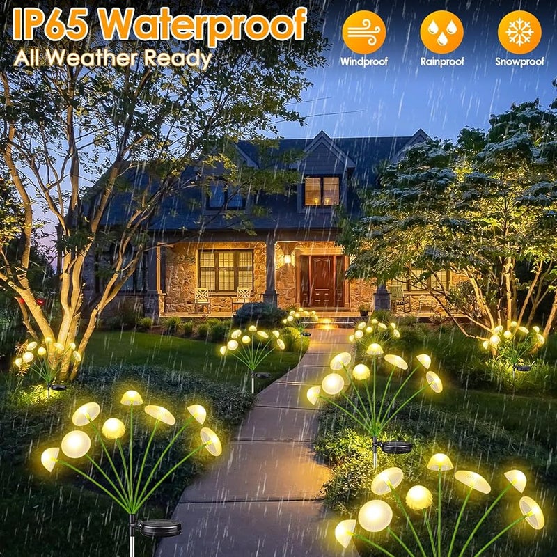 KAQ Solar Garden Lights 4PK Dual-Mode Solar Outdoor Mushroom Lights Each Six Lights Decor for Yard, Easter Pathway，Patio - Image 5