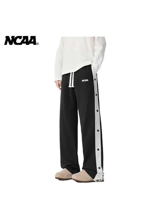 Ncaa American Style Button-side Letter Print Loose Straight-leg High Street Sports Outdoor Casual Pants White S - Image 3