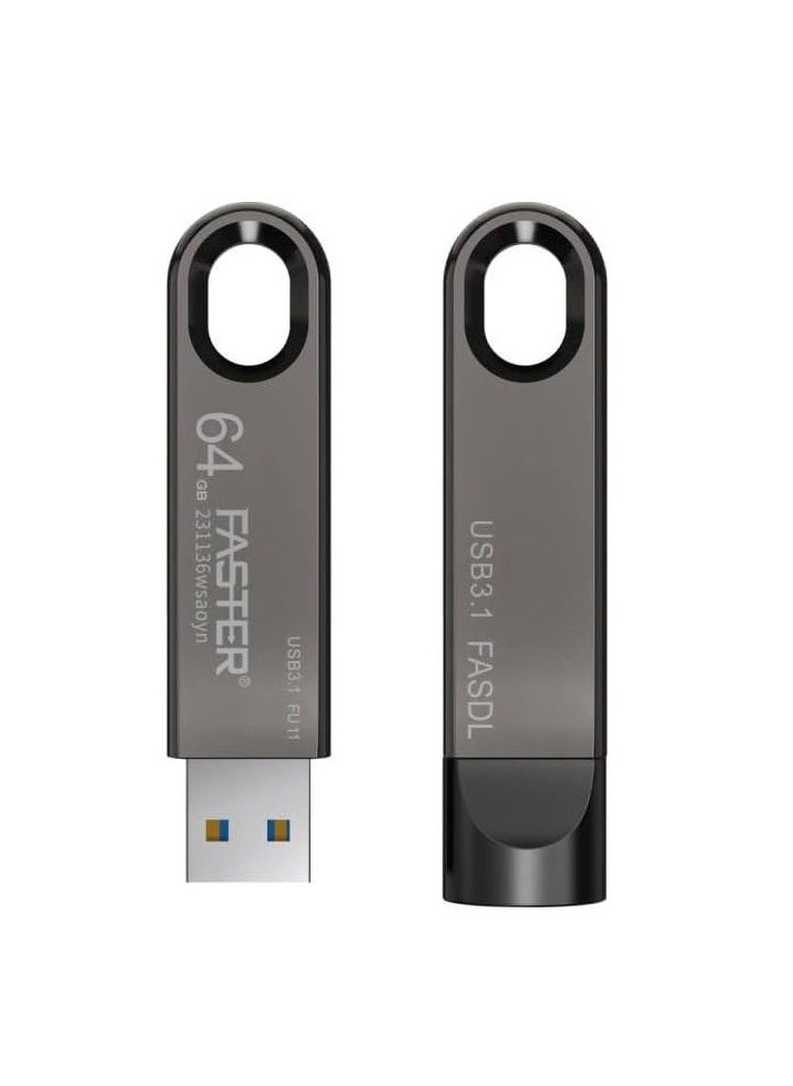 Faster - 64GB 3.1 USB Flash Drive - Gen 1 Super Fast Pendrive with Metal Body - High Speed Jump Drive Memory Stick - Transfer Speed Up to 80 Mbps - For Laptop, Smart TV, Car, Speaker - Image 1