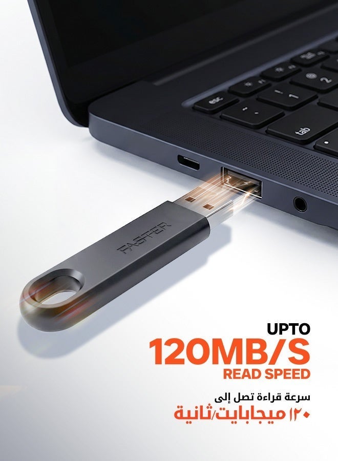 فاستر محرك أقراص فلاش USB-A سعة 64 جيجابايت بسرعة 120 ميجابايت/ثانية - ذاكرة USB 3.2 Gen 1 لنقل البيانات بسرعة - تصميم معدني دوار متوافق مع أجهزة الكمبيوتر المحمول، والتلفزيون الذكي، وأنظمة صوت السيارات، وأجهزة PS5 وXbox، وأنظمة Windows وmacOS وLinux - وحدة تخزين USB خفيفة الوزن ومتينة البناء. - Image 3