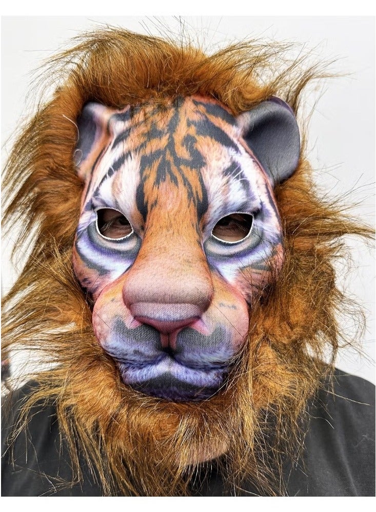 قناع الأسد القطيفة ذو الشعر البني من القطيفة الضخمة رقم 13