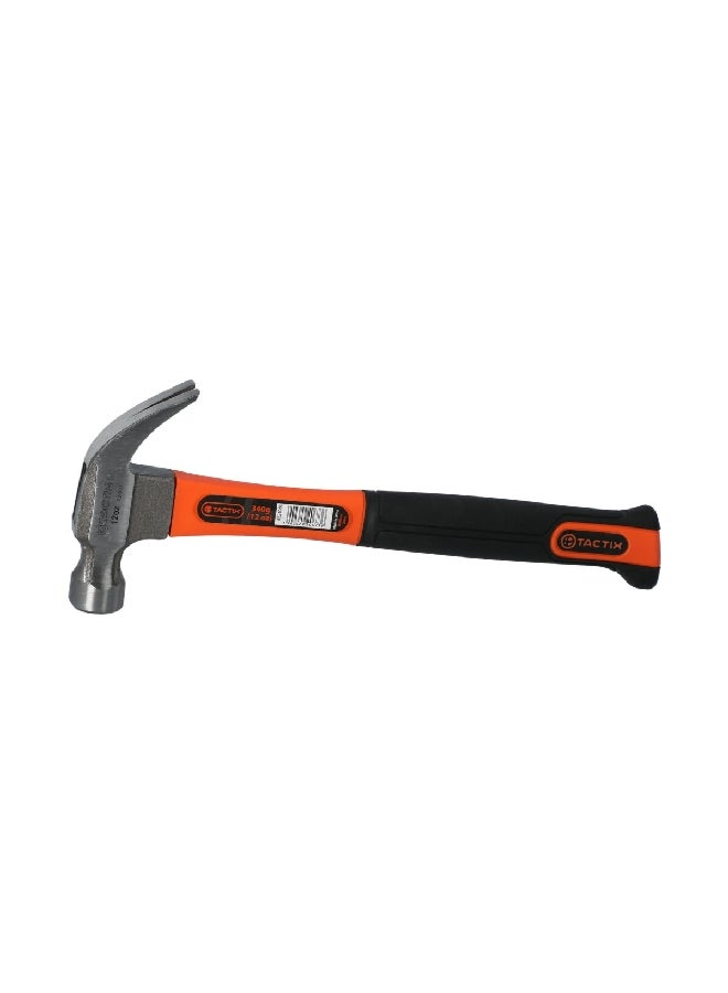 Tactix Carbon Steel Claw Hammer with Non-Slip Fiberglass Handle Orange and Black 12 oz 221003 - Image 2