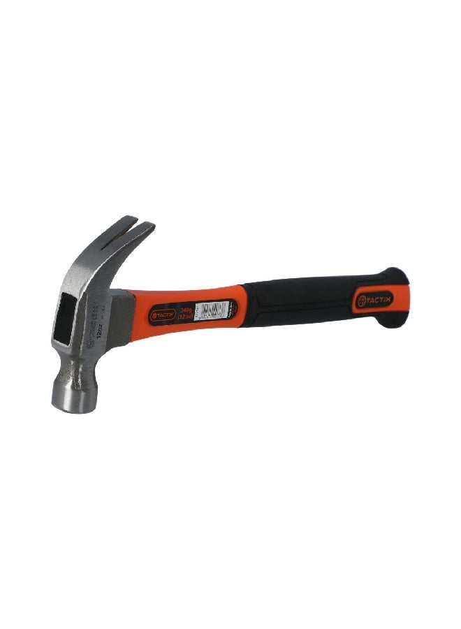 Tactix Carbon Steel Claw Hammer with Non-Slip Fiberglass Handle Orange and Black 12 oz 221003 - Image 3