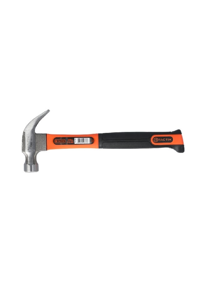 Tactix Carbon Steel Claw Hammer with Non-Slip Fiberglass Handle Orange and Black 12 oz 221003 - Image 1