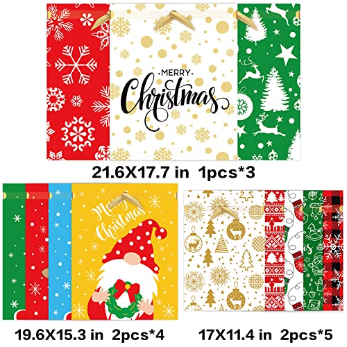 Joy Bang 21PCS Christmas Gift Bags Assorted Sizes Large Drawstring Gift Bags for Presents Xmas Santa Snowmen Reindeer Christmas Wrapping Bag Treat Goody Candy Gift Bag Party Supplies Favors - Image 3