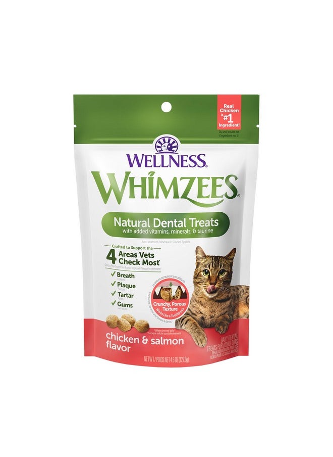 WHIMZEES - Wellness Natural Cat Dental Treats, Chicken & Salmon Flavor, 4.5 Ounce - Image 1