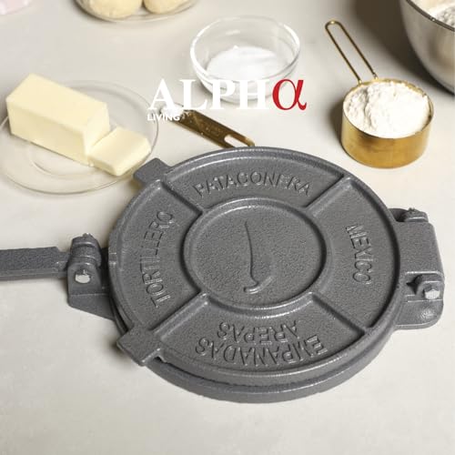 Alpha Living Tortilla Press – 8 Inch Cast Iron Quesadilla Maker – Heavy Duty Empanada Maker Press – Cast Iron Tortilla Maker for Kitchen, Home Use - Image 3