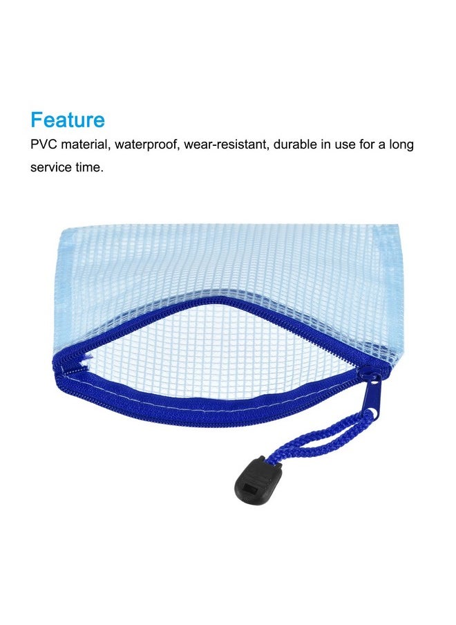 MECCANIXITY - Mesh Zipper Bags B8 Size File Document Pockets Bill Pouch Folders For Office Home Supply Blue Pack Of 6 - Image 1