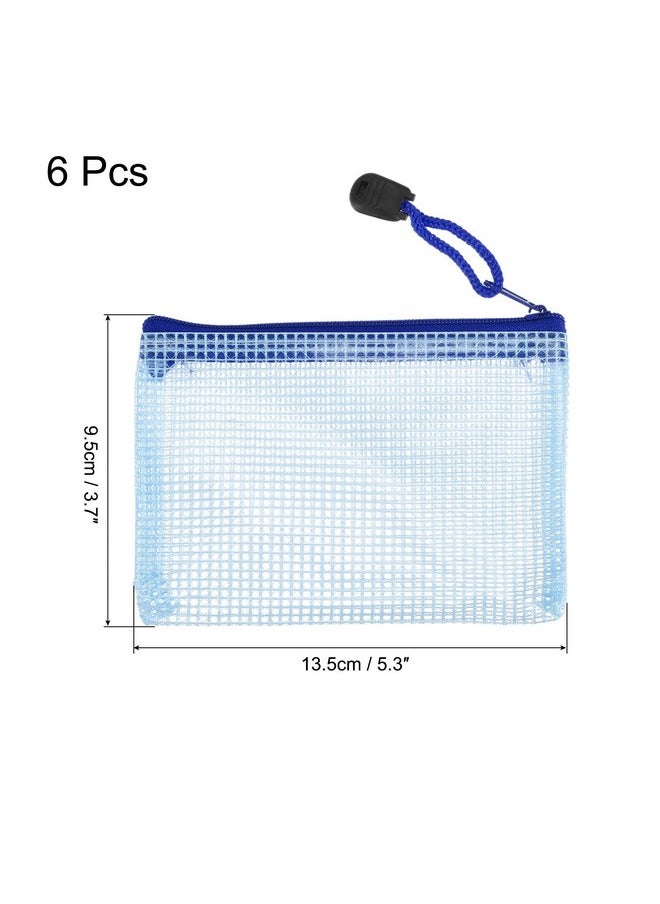 MECCANIXITY - Mesh Zipper Bags B8 Size File Document Pockets Bill Pouch Folders For Office Home Supply Blue Pack Of 6 - Image 1