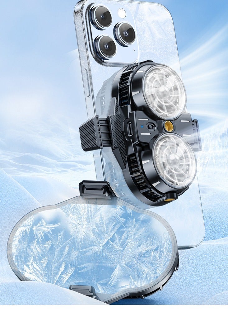 general Upgraded Efficient Cell Phone Cooler , With temperature display, Dual Semiconductor Cooling Chips, Low Noise, Compatible with Phones Width 69-88mm , Special Radiator for Phone Cooling (Black) - Image 1