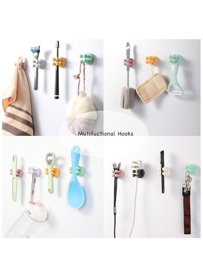 4 قطع حامل فرشاة أسنان ذاتي اللصق من السيليكون للحائط أو المرآة، خطاف مقاوم للماء لوضع المناشف في الحمام، المطبخ، غرفة المعيشة، المكتب - Image 2