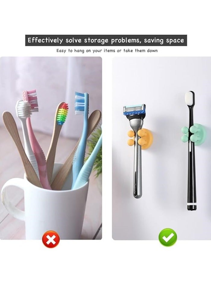 4 قطع حامل فرشاة أسنان ذاتي اللصق من السيليكون للحائط أو المرآة، خطاف مقاوم للماء لوضع المناشف في الحمام، المطبخ، غرفة المعيشة، المكتب - Image 5