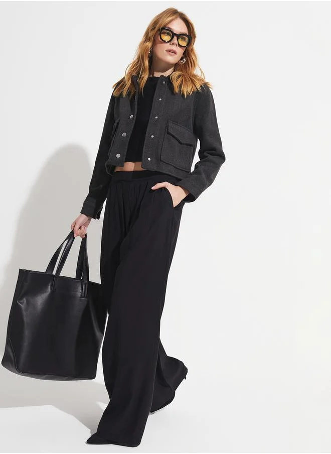 JUNE Straight Cut Pleated Modal Woven Pants