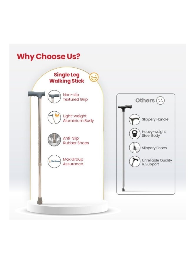 ABRONN - Single Leg Walking Stick for Old People | Enhanced Stability & Comfortable Walking Stick for Men | Height Adjustable, Anti-Slip, Ergonomic Walking Stick for Women - Image 1