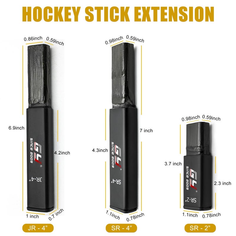 GY Hockey Stick Extension End Plug Junior -4" / Senior 2" & 4" â€“ 100% Fiberglass with PVC Cap â€“ Easy Heat-Activated Glue Installation Fits Composite & Traditional Ice Hockey Sticks (Senior - 4inch) - Image 2