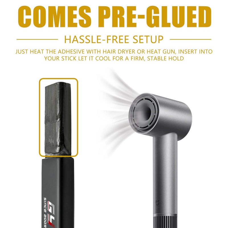 GY Hockey Stick Extension End Plug Junior -4" / Senior 2" & 4" â€“ 100% Fiberglass with PVC Cap â€“ Easy Heat-Activated Glue Installation Fits Composite & Traditional Ice Hockey Sticks (Senior - 4inch) - Image 4