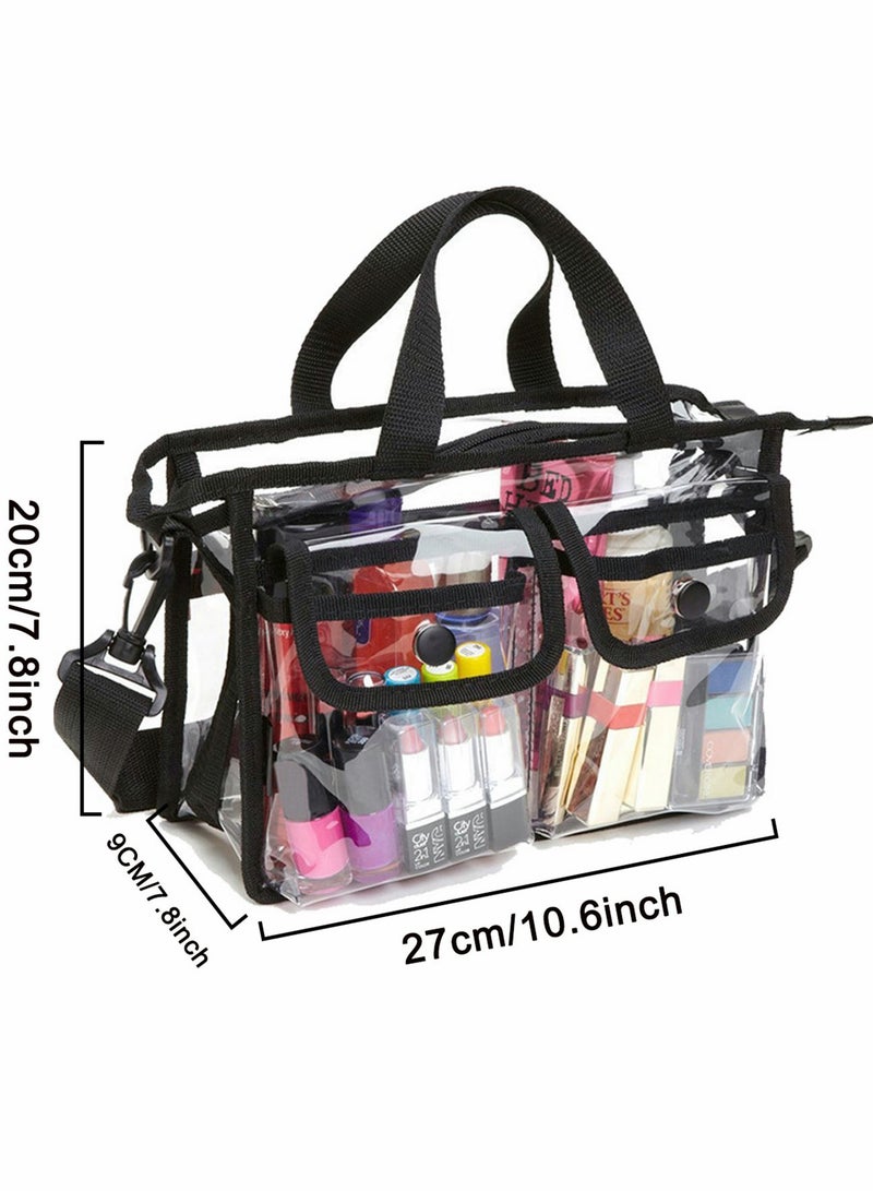 SYOSI Clear Makeup Bag Transparent Toiletry with Strap Portable Cosmetic Case Airport Make-up Waterproof Shoulder Pouch Travel Business Wash for Men Women Kids - Image 5