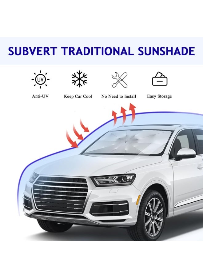 Car Windshield Sun Shade Umbrella, Foldable Car Windshield Sun Shade Cover, Block UV Rays & Sun Heat Insulation to Keep Car Cool, Universal Window Sunshade for Hatchback, Truck, SUV, MPV - Image 3