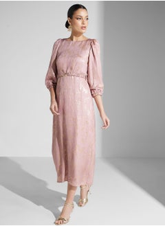 Closet London Boat Neck Puff Sleeves Dress  - Image 1