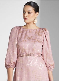 Closet London Boat Neck Puff Sleeves Dress  - Image 3