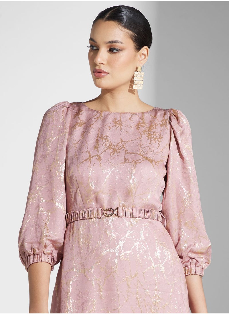 Closet London Boat Neck Puff Sleeves Dress  - Image 3