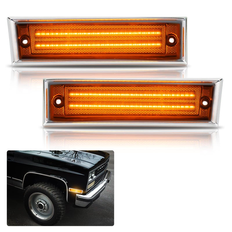 أفضل مصابيح علامة جانبية LED من Bestview متوافقة مع 1981-1991 شيفروليه C10 C20 C30 GMC C1500 C2500 سوبربان بلازر جيمي الجانب الأيمن والأيسر عدسة كهرمانية