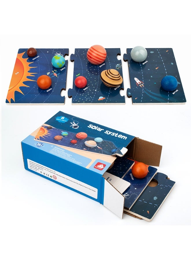 Capstro Wooden Solar System Puzzle Board for Kids Planet Matching Educational Wooden Board Toy for Early Science Learning & Fine Motor Skills Development – Solar System Puzzle - Image 1