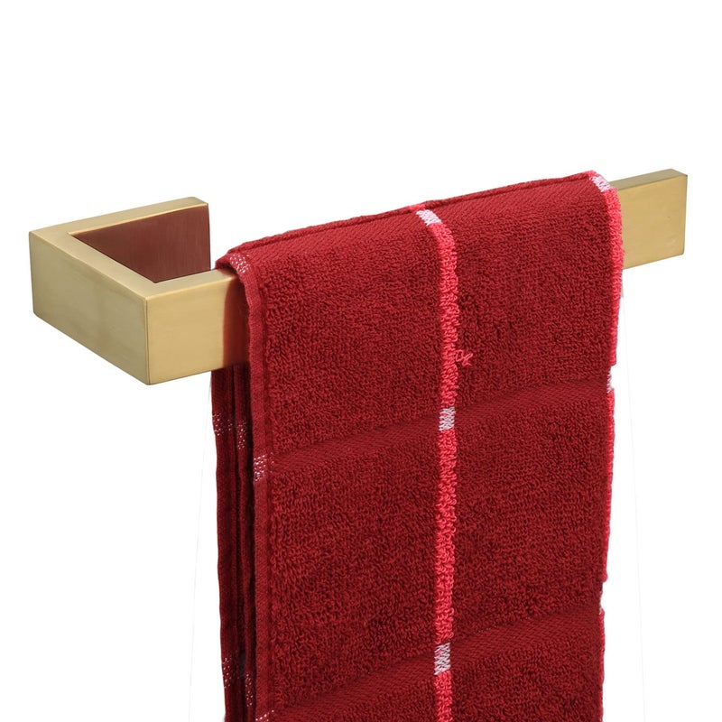 TocTen Hand Towel Holder/Towel Ring - Thicken SUS304 Stainless Steel Bathroom Hand Towel Hanger  9 Inch Heavy Duty Wall Mounted Towel Rack  Square Hand Towel Bar for Bathroom Hardware (Gold  9 in) - Image 1