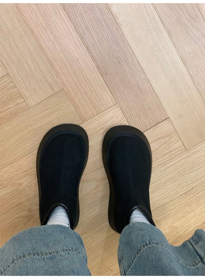 Vintage Suede Ankle Boots  New Arrival Autumn Winter Niche Platform Ankle Martin Boots Casual Anti-slip Thick Sole Cotton Shoes