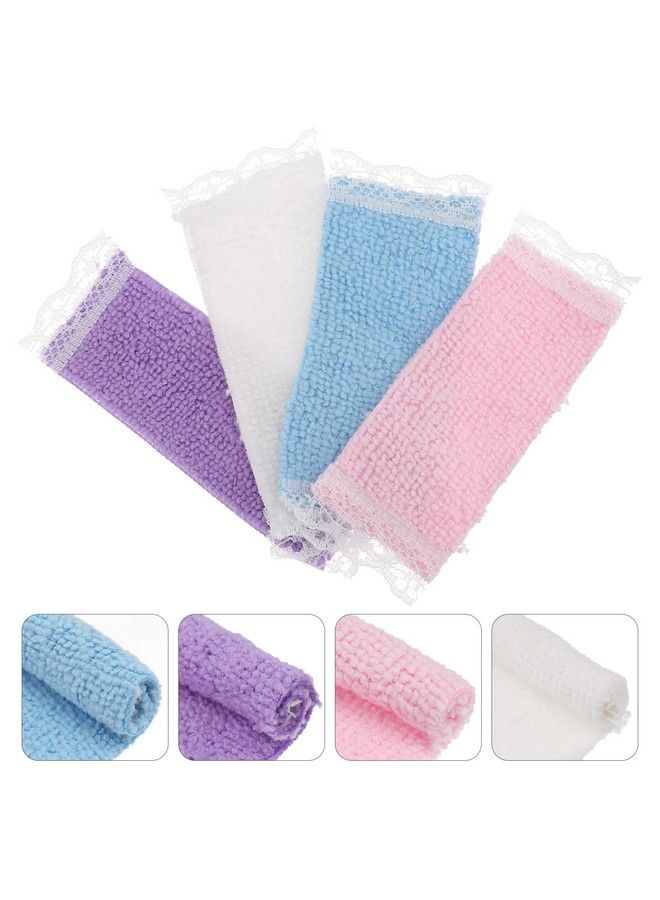 Toyvian 4Pcs Dollhouse Miniature Bath Towel Bathroom Accessories 1: 12 Dollhouse Bathroom Furniture Dolls House Play House Accessory For Kids Children Random Color - Image 3