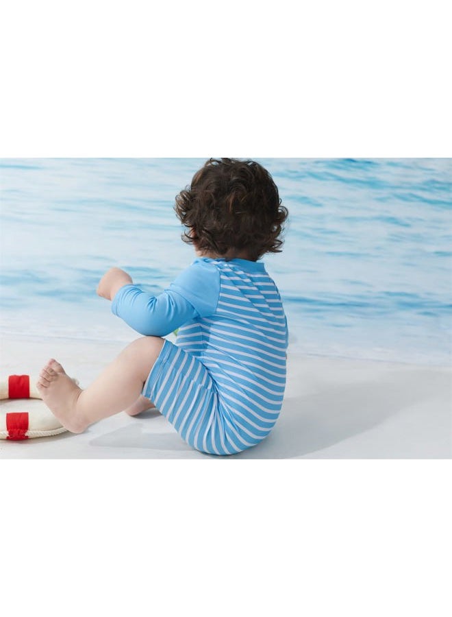 UMELOK Baby Boys' Swimsuit Full Zip UPF 50+ Sun Protection Swimwear, Sky Blue-stripe, 12-18 Months - Image 4